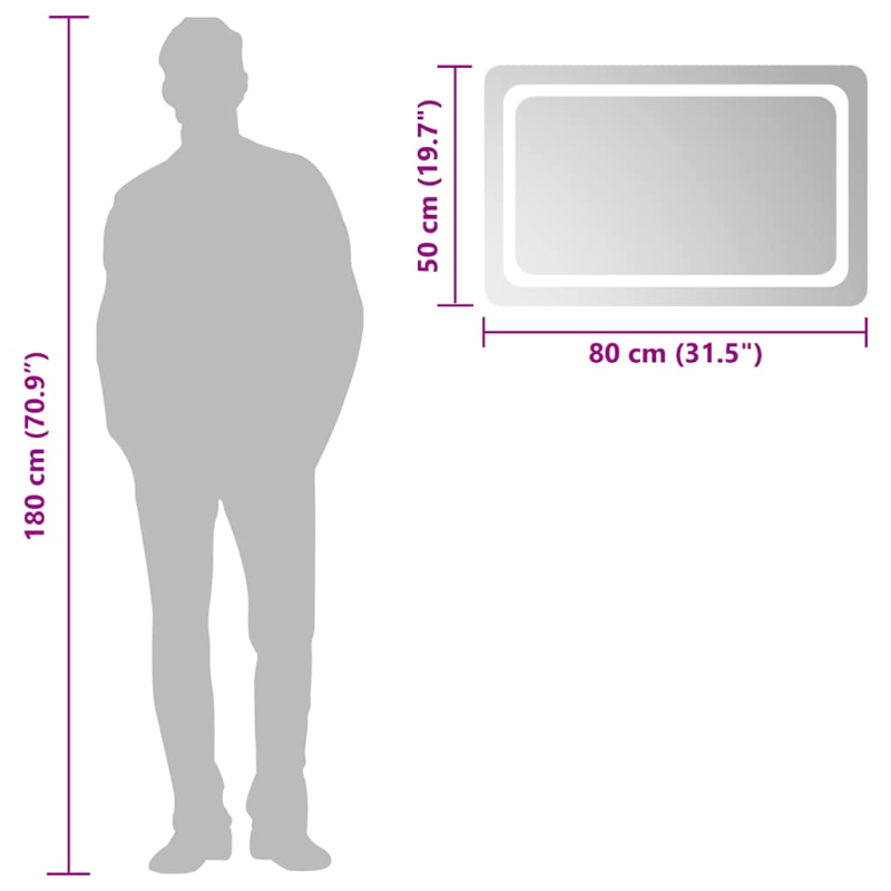 LED-Badspiegel 80x50 cm