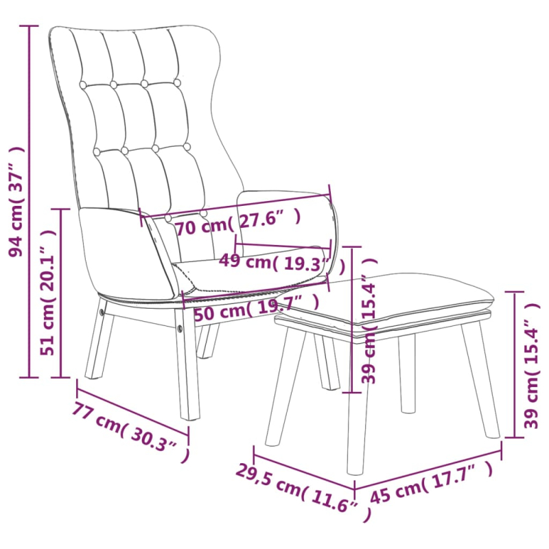 Relaxsessel mit Hocker Schwarz Stoff