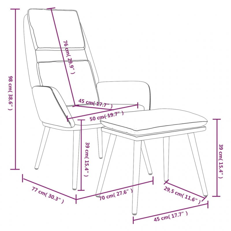 Relaxsessel mit Hocker Hellgrau Stoff