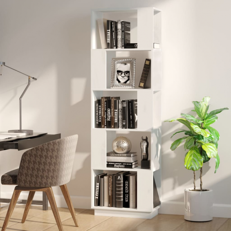 Bücherregal/Raumteiler Weiß 51x25x163,5 cm Massivholz Kiefer