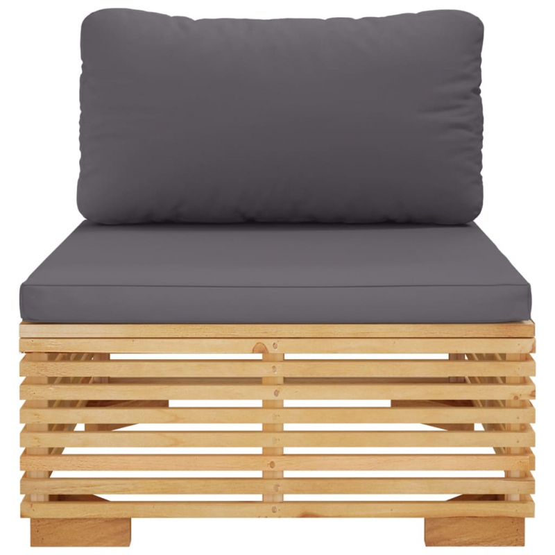 Garten-Mittelsofa mit Dunkelgrauen Kissen Massivholz Teak