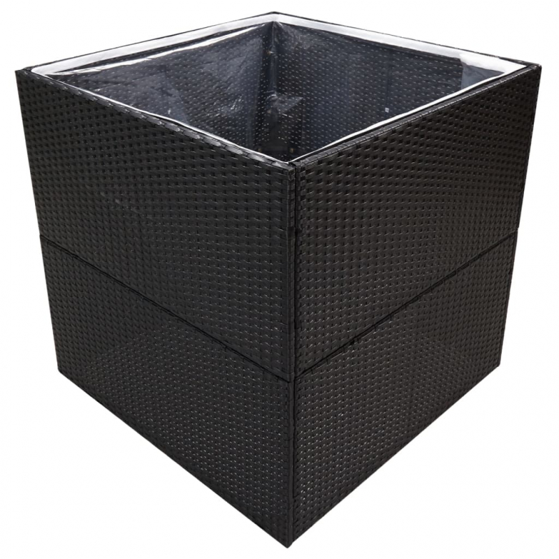 Pflanzkübel Schwarz 80x80x80 cm Poly Rattan