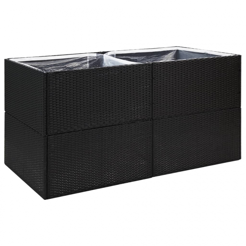 Pflanzkübel Schwarz 157x80x80 cm Poly Rattan