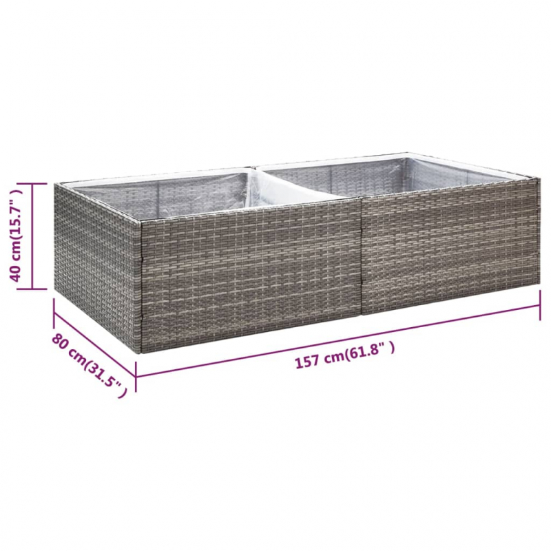 Pflanzkübel Grau 157x80x40 cm Poly Rattan