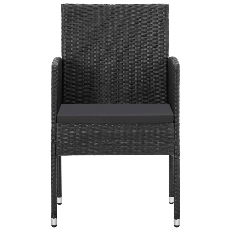 Gartenstühle mit Kissen in Schwarz 4 Stk. Schwarz Polyrattan