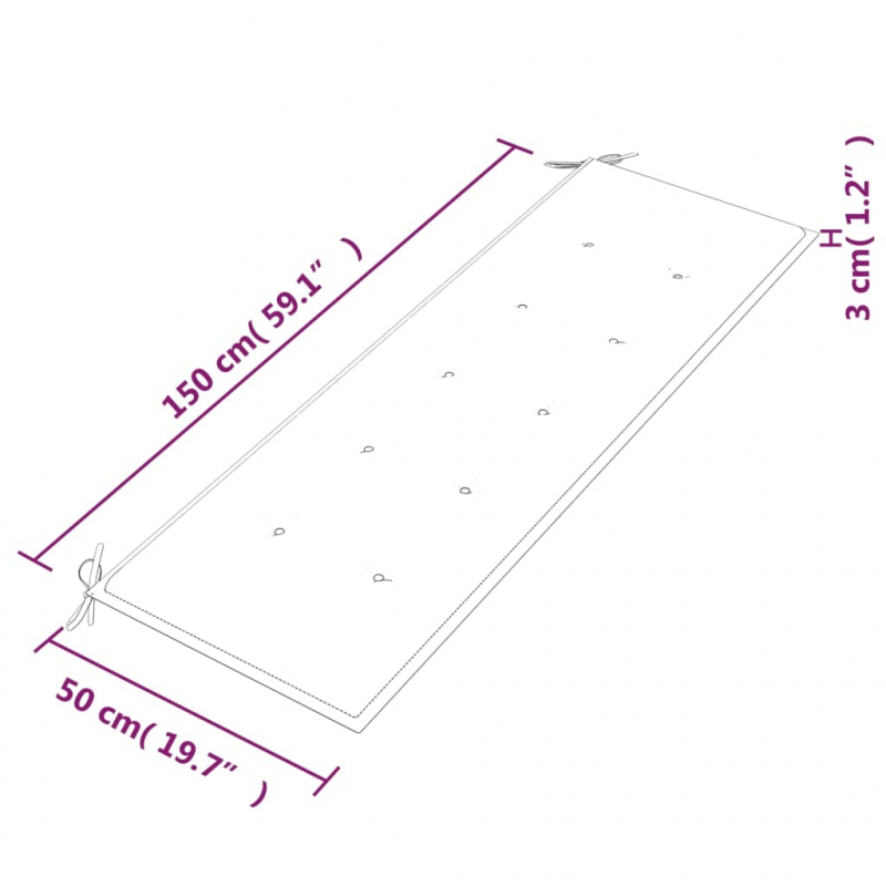 Batavia-Bank mit Anthrazit Kissen 150 cm Massivholz Teak