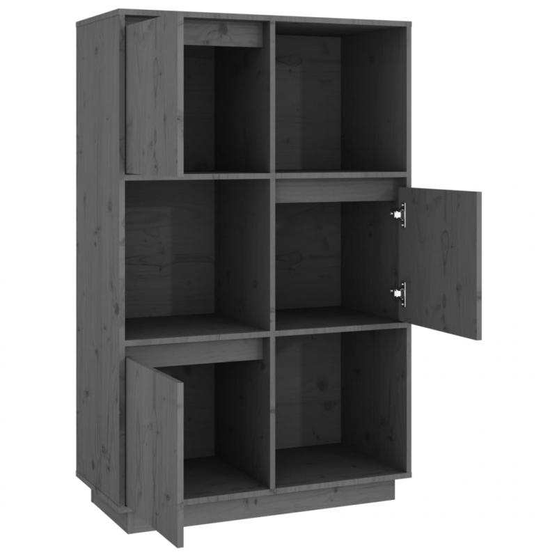 Highboard Grau 74x35x117 cm Massivholz Kiefer