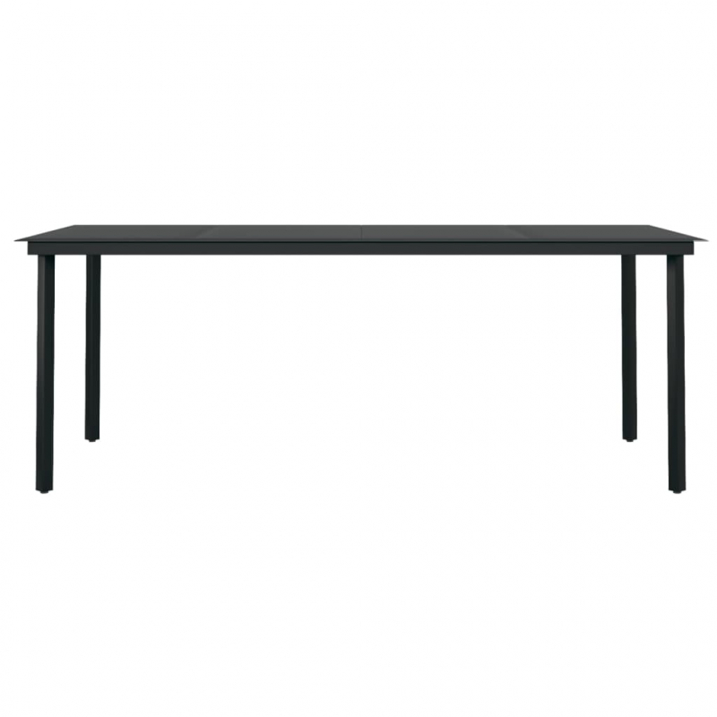 Garten-Esstisch Schwarz 200x100x74 cm Stahl und Glas