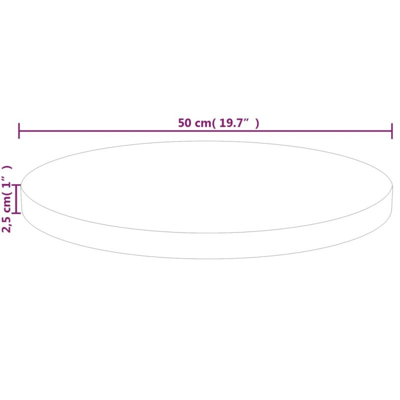 Runde Tischplatte Ø50x2,5 cm Unbehandeltes Massivholz Eiche