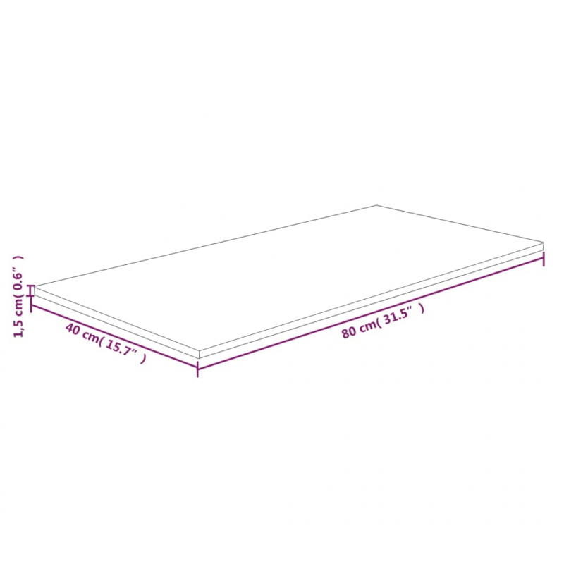 Waschtischplatte 80x40x1,5 cm Massivholz Unbehandelt