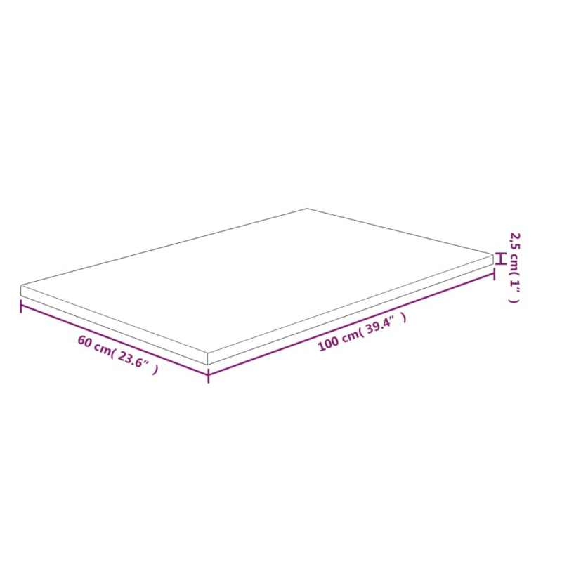 Waschtischplatte 100x60x2,5 cm Massivholz Unbehandelt