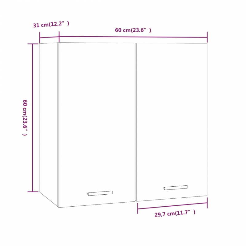 Hängeschrank Räuchereiche 60x31x60 cm Holzwerkstoff