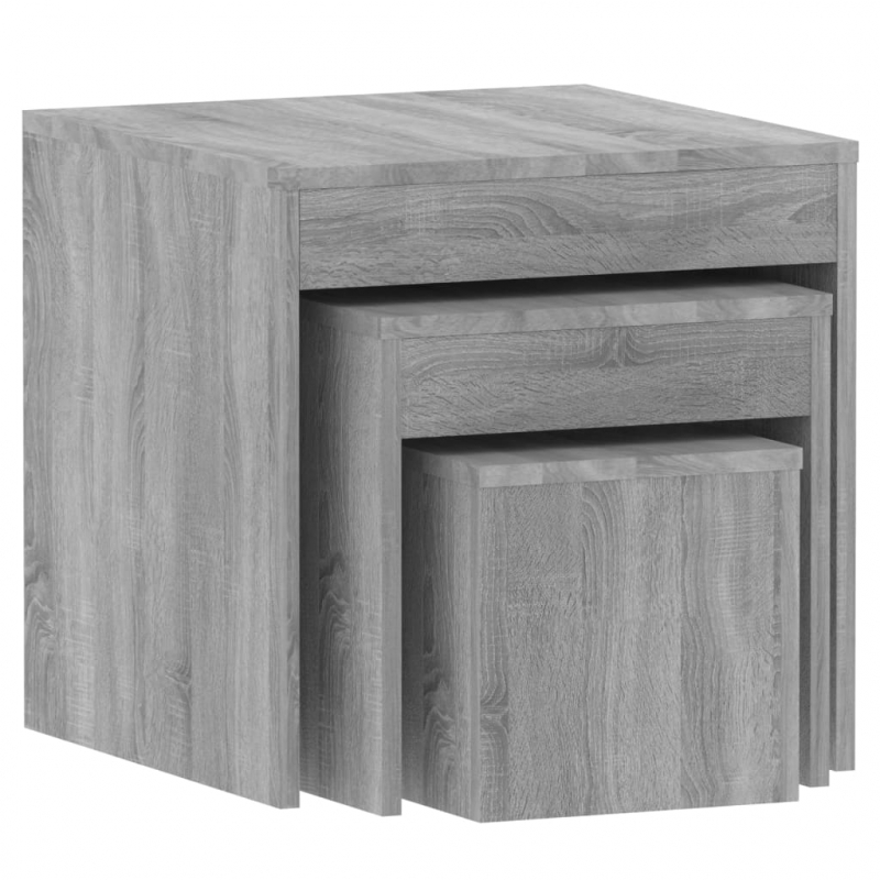 Satztische 3 Stk. Grau Sonoma Holzwerkstoff