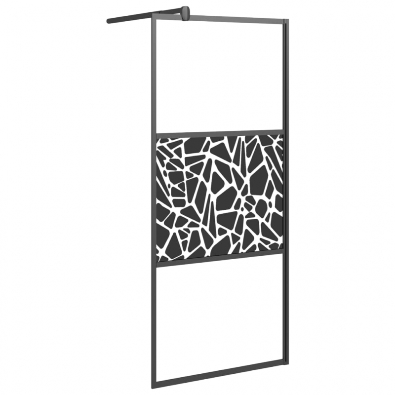 Duschwand für Walk-In Dusche 80x195 cm ESG Steindesign Schwarz