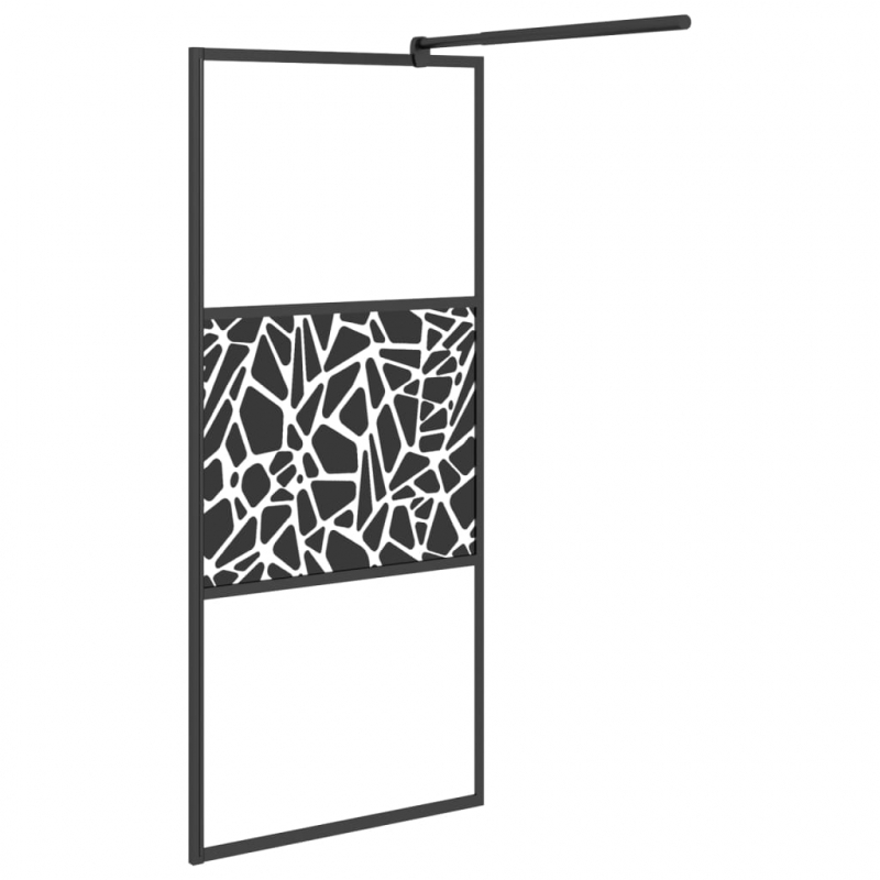 Duschwand für Walk-In Dusche 80x195 cm ESG Steindesign Schwarz