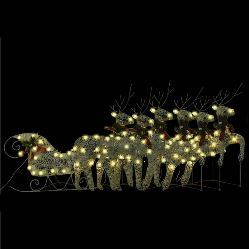 Rentier mit Schlitten Weihnachtsdekoration 140 LEDs Golden