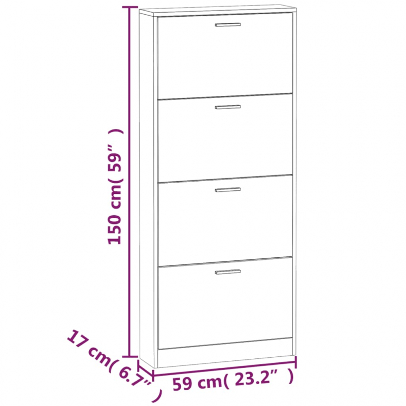 Schuhschrank Eichen-Optik 59x17x150 cm Holzwerkstoff