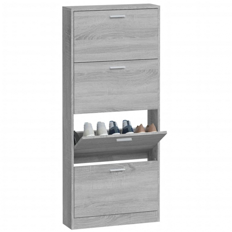 Schuhschrank Grau Sonoma 59x17x150 cm Holzwerkstoff