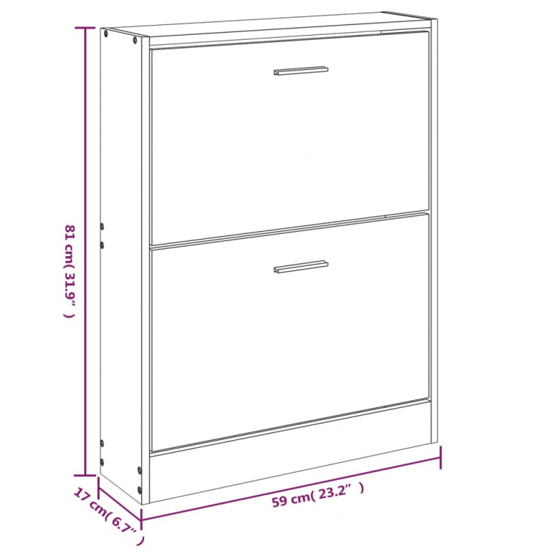 Schuhschrank Grau Sonoma 59x17x81 cm Holzwerkstoff