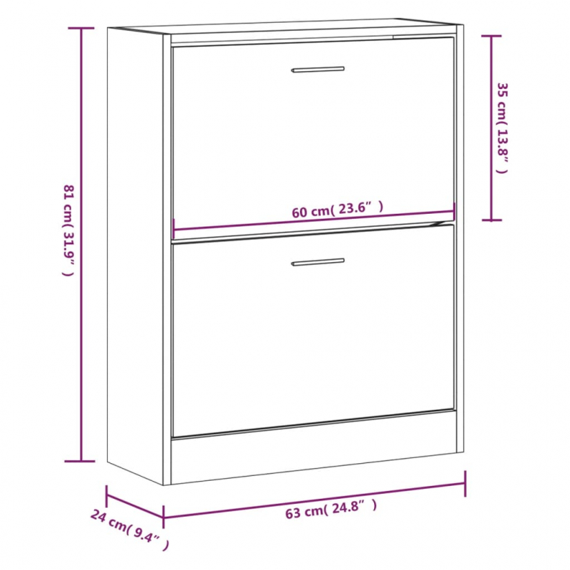 Schuhschrank Hochglanz-Weiß 63x24x81 cm Holzwerkstoff