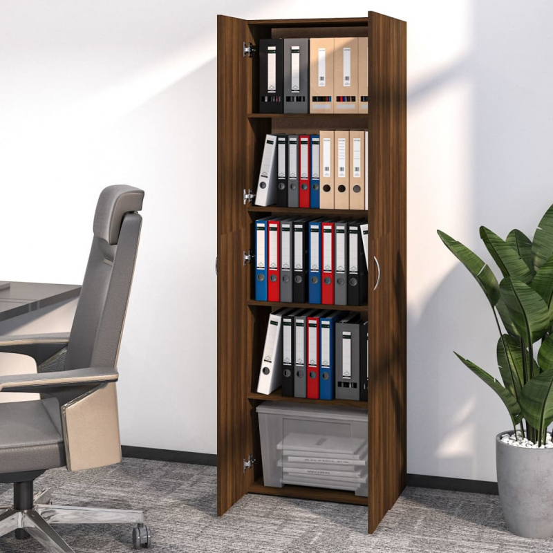 Büroschrank Braun Eichen-Optik 60x32x190 cm Holzwerkstoff