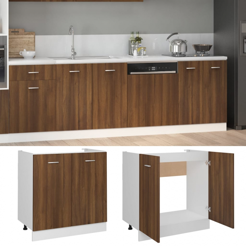 Spülenunterschrank Lyon Braun Eiche-Optik 80x46x81,5cm Holzwerkstoff
