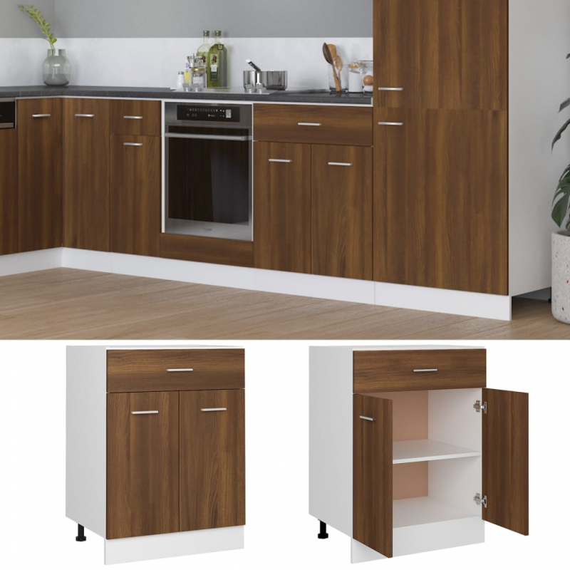 Unterschrank mit Schublade Lyon Braun Eichen-Optik 60x46x81,5 cm