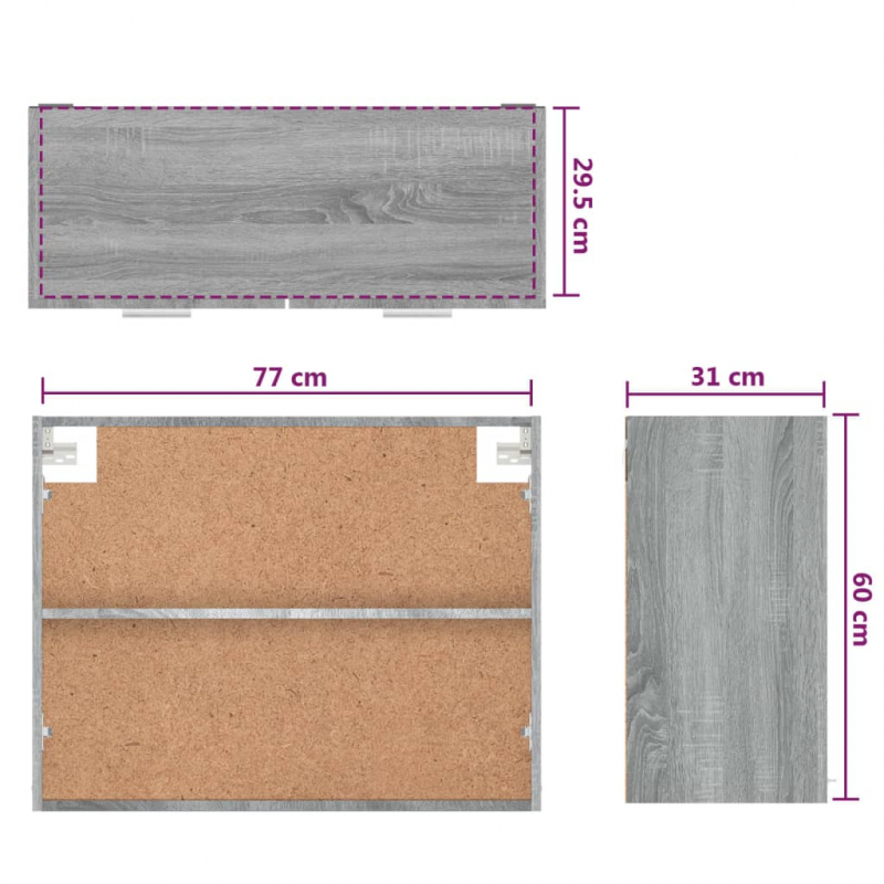 Hängeschrank Grau Sonoma 80x31x60 cm Holzwerkstoff