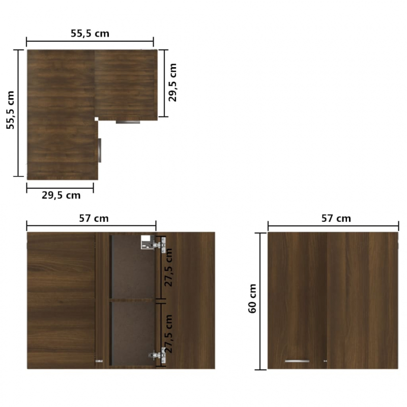 Eck-Hängeschrank Braun Eiche-Optik 57x57x60 cm Holzwerkstoff