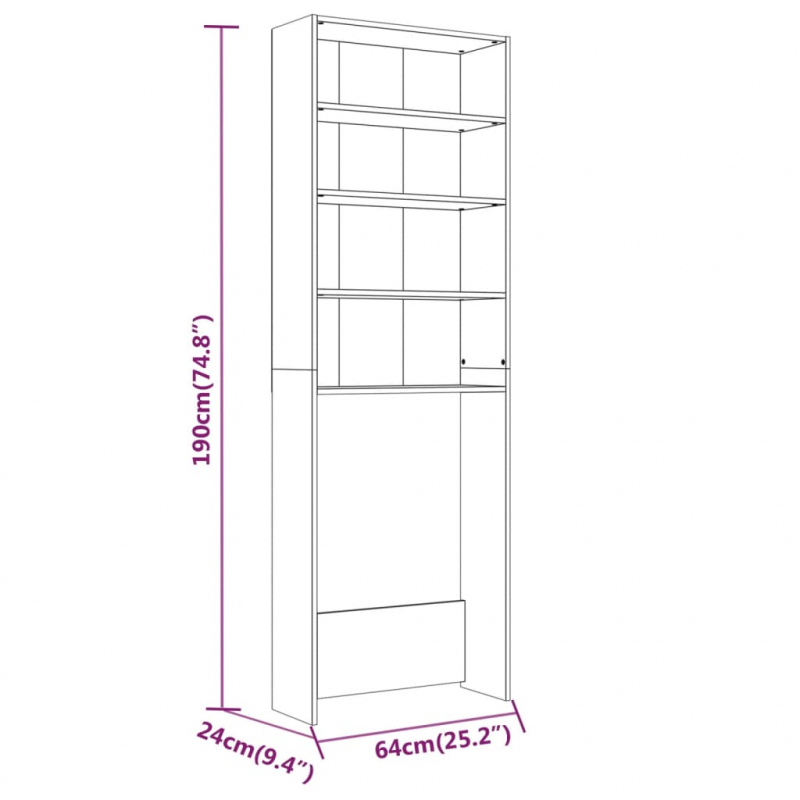 Waschmaschinenschrank Grau Sonoma 64x24x190 cm