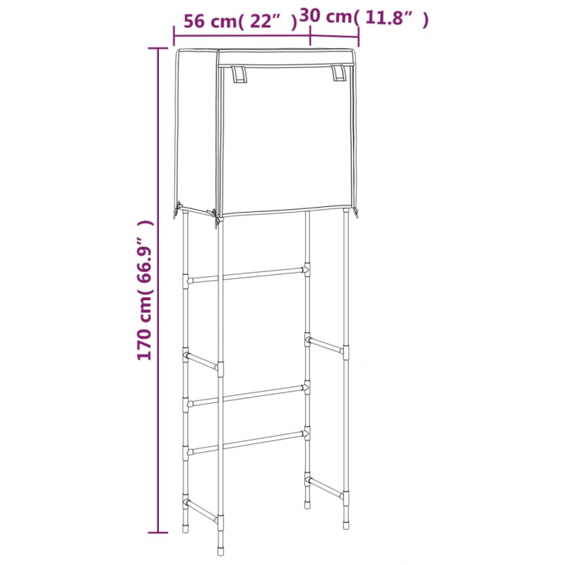 Toilettenregal 2 Ablagen Creme 56x30x170 cm Eisen