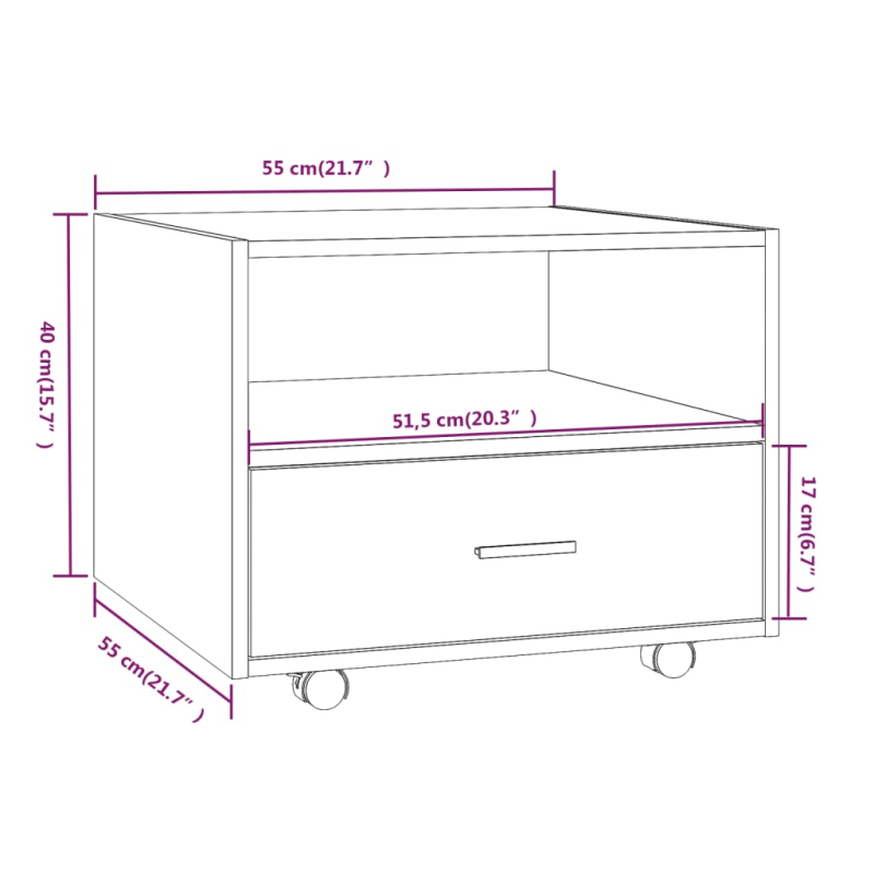 Couchtisch Betongrau 55x55x40 cm Holzwerkstoff