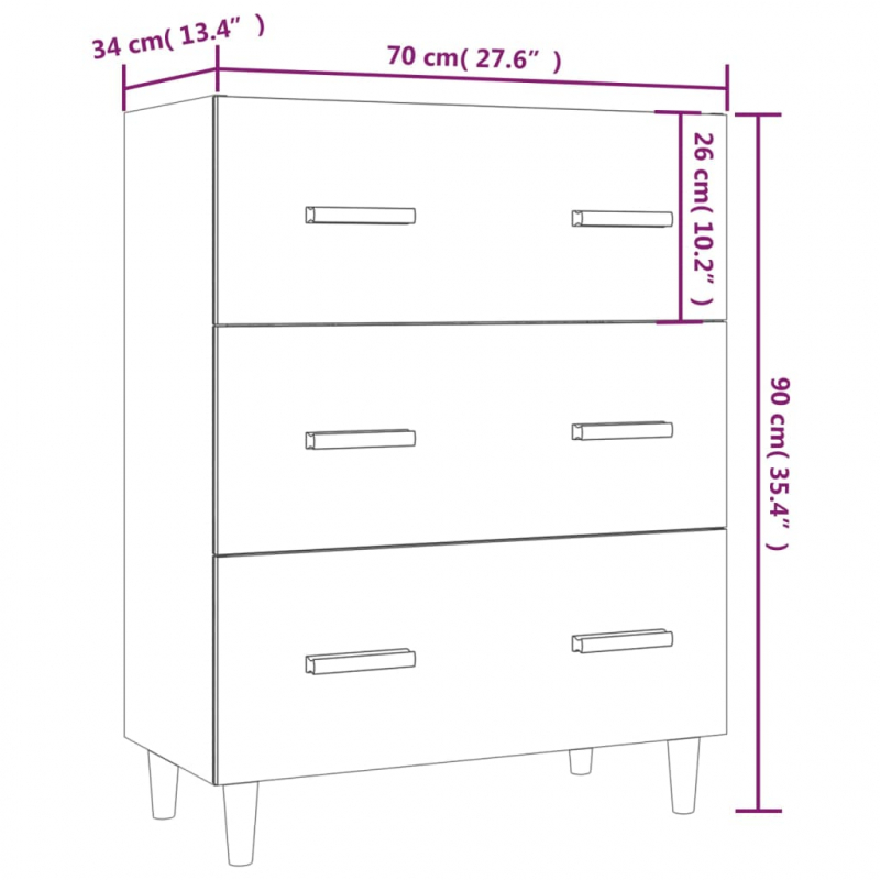 Sideboard Betongrau 70x34x90 cm Holzwerkstoff