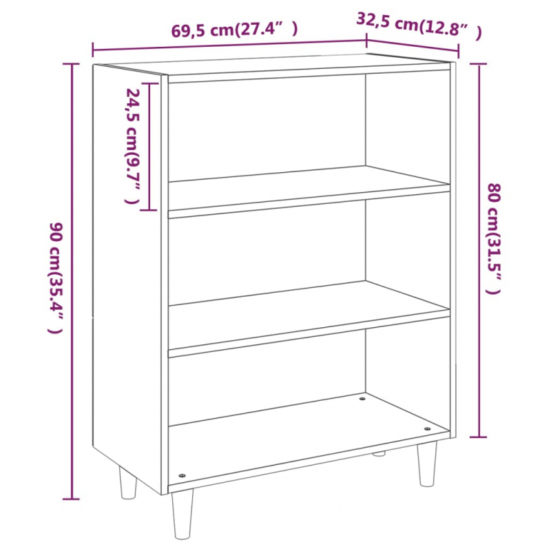 Sideboard Grau Sonoma 69,5x32,5x90 cm Holzwerkstoff