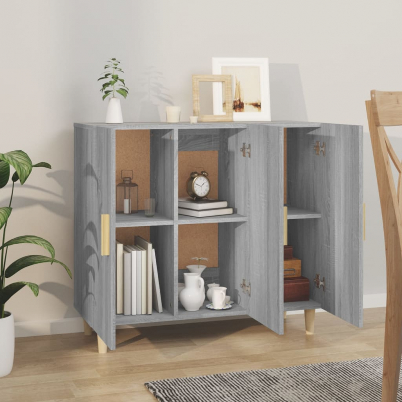 Sideboard Grau Sonoma 90x34x80 cm Holzwerkstoff