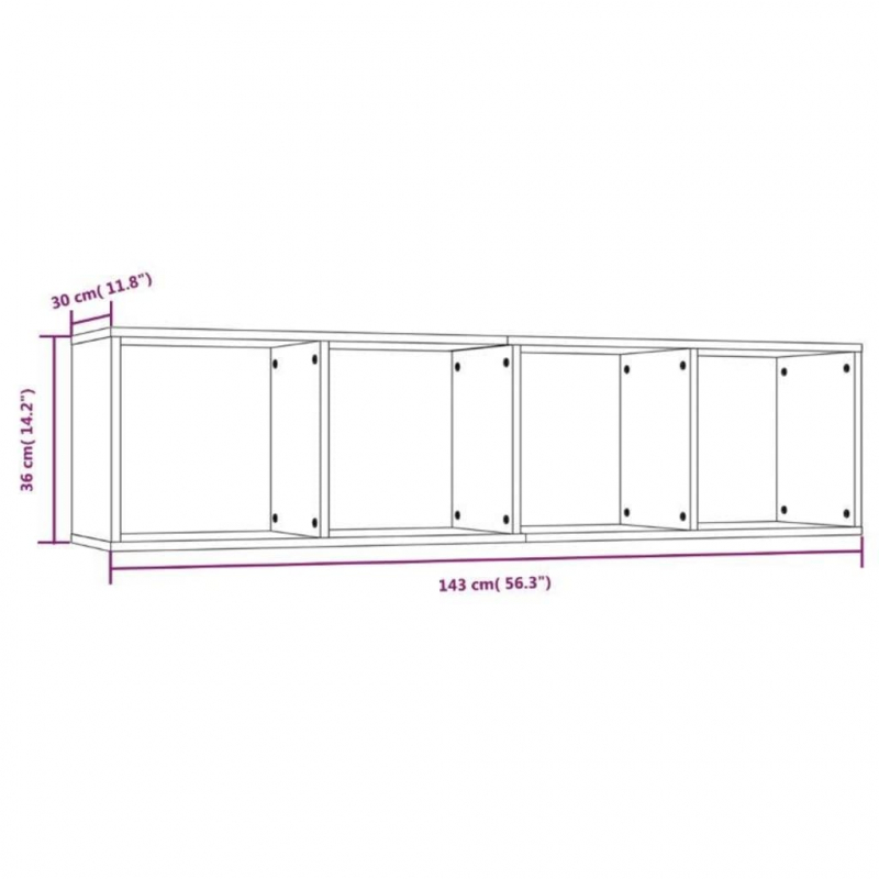 Bücherregal/TV-Schrank Grau Sonoma 143x30x36 cm Holzwerkstoff