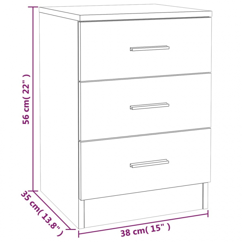 Nachttisch Braun Eichen-Optik 38x35x56 cm Holzwerkstoff