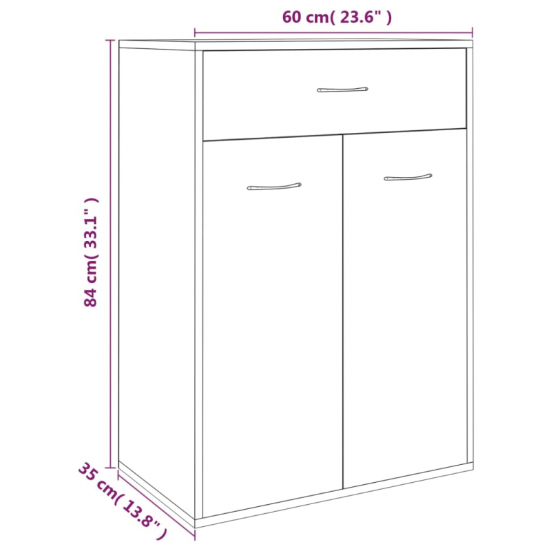 Schuhschrank Grau Sonoma 60x35x84 cm Holzwerkstoff