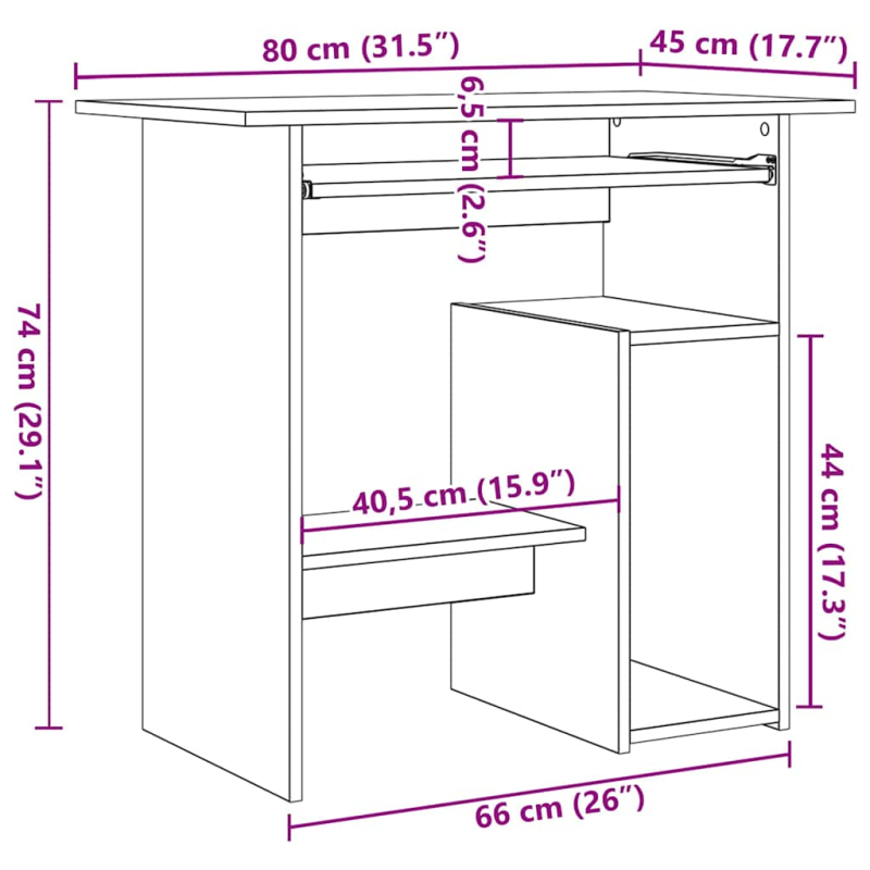 Schreibtisch Grau Sonoma 80x45x74 cm Holzwerkstoff