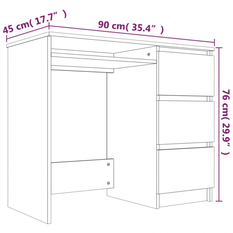 Schreibtisch Grau Sonoma 90x45x76 cm Holzwerkstoff