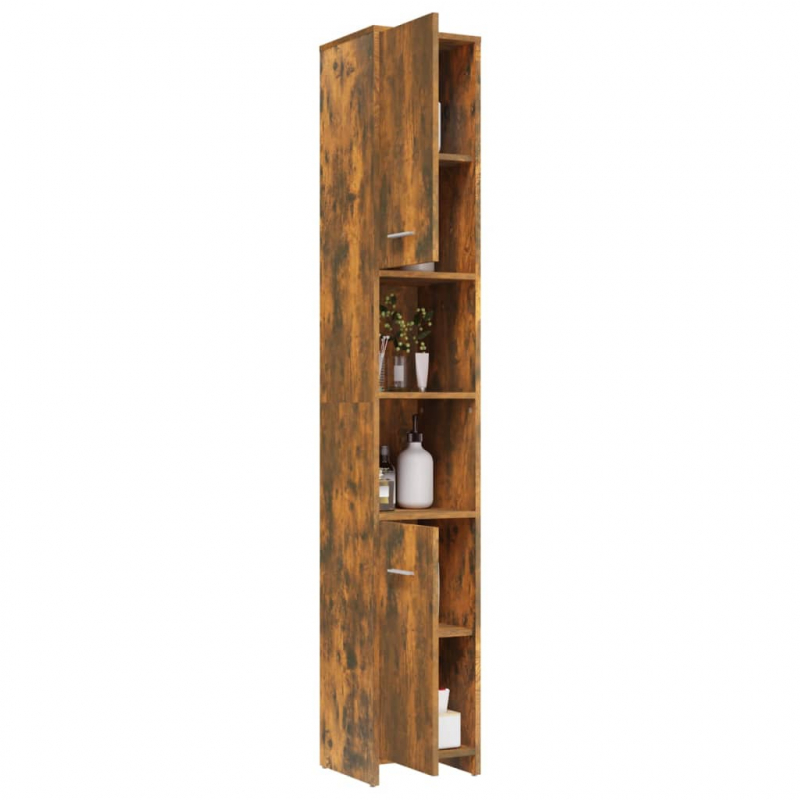 Badezimmerschrank Räuchereiche 30x30x183,5 cm Holzwerkstoff