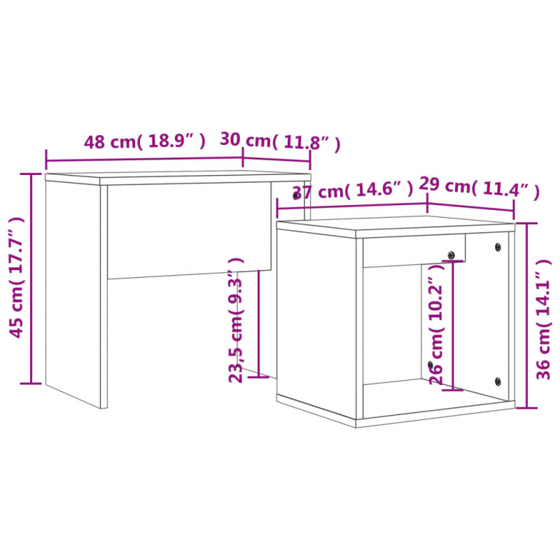 Satztische 2 Stk. Räuchereiche Holzwerkstoff