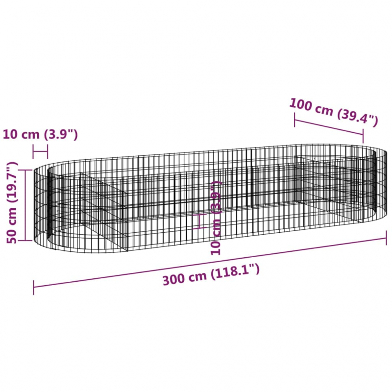 Gabionen-Hochbeet Verzinktes Eisen 300x100x50 cm