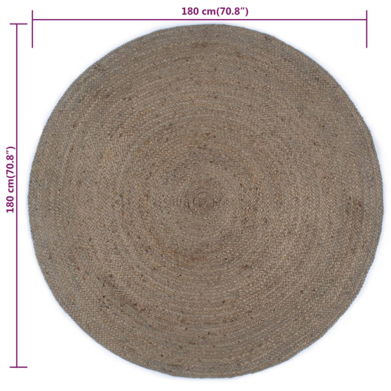 Teppich Handgefertigt Jute Rund 180 cm Grau