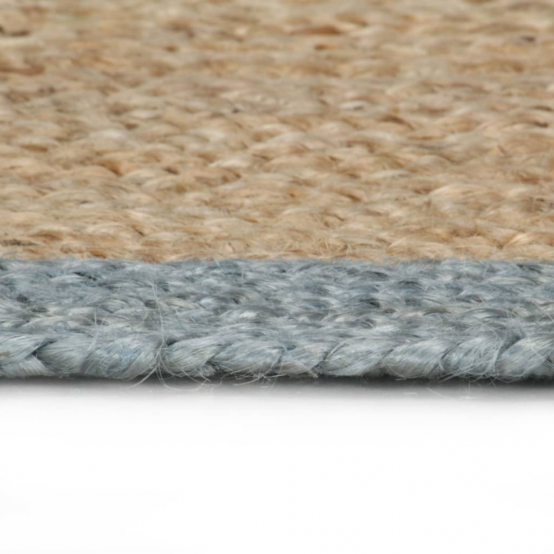 Teppich Handgefertigt Jute mit Olivgrünem Rand 210 cm