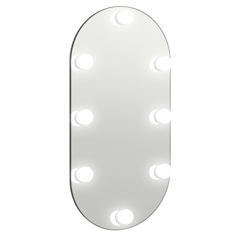 Spiegel mit LED-Leuchten 80x40 cm Glas Oval