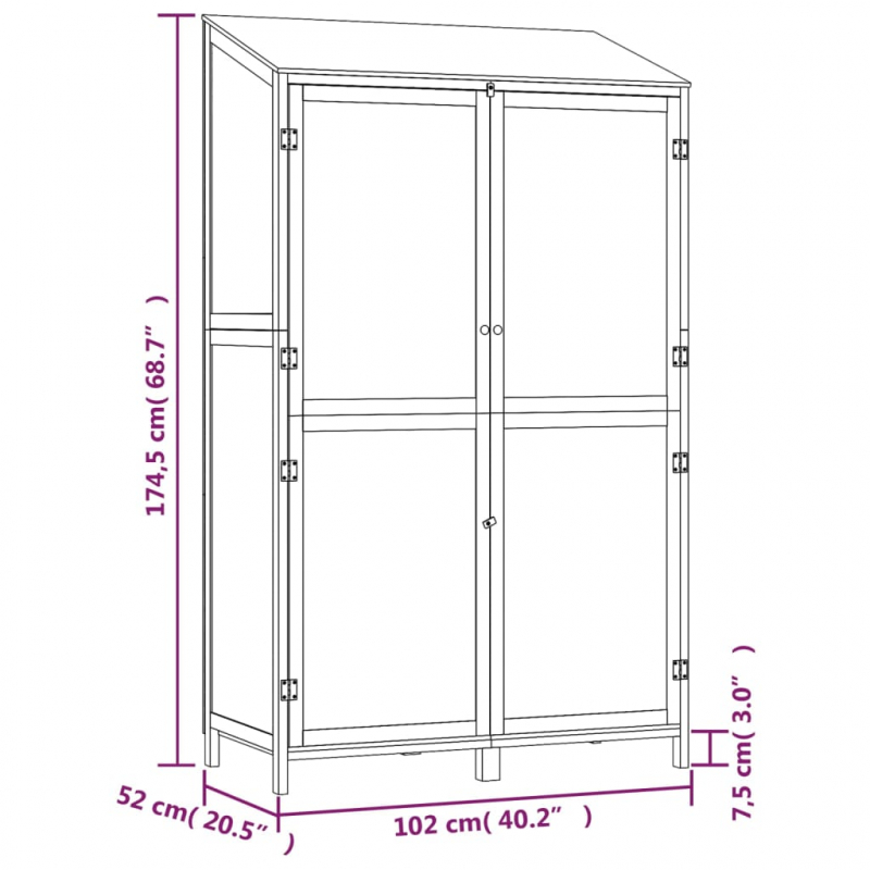 Geräteschuppen Braun 102x52x174,5 cm Massivholz Tanne