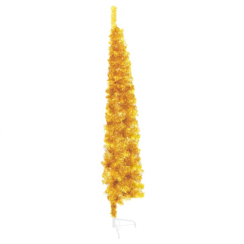 Künstlicher Halb-Weihnachtsbaum mit Ständer Schlank Gold 120 cm