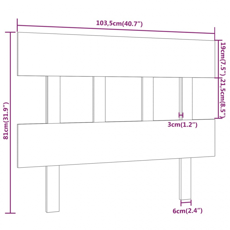 Bett-Kopfteil Schwarz 103,5x3x81 cm Massivholz Kiefer