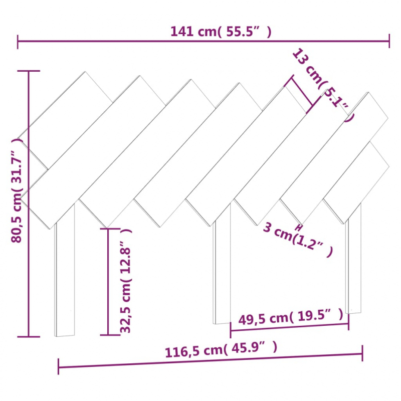 Bett-Kopfteil Honigbraun 141x3x80,5 cm Massivholz Kiefer